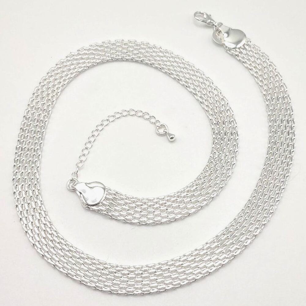 925 Silver Plated Necklace Weave Chainmail 10mm Valentines Birthday Gift NEW